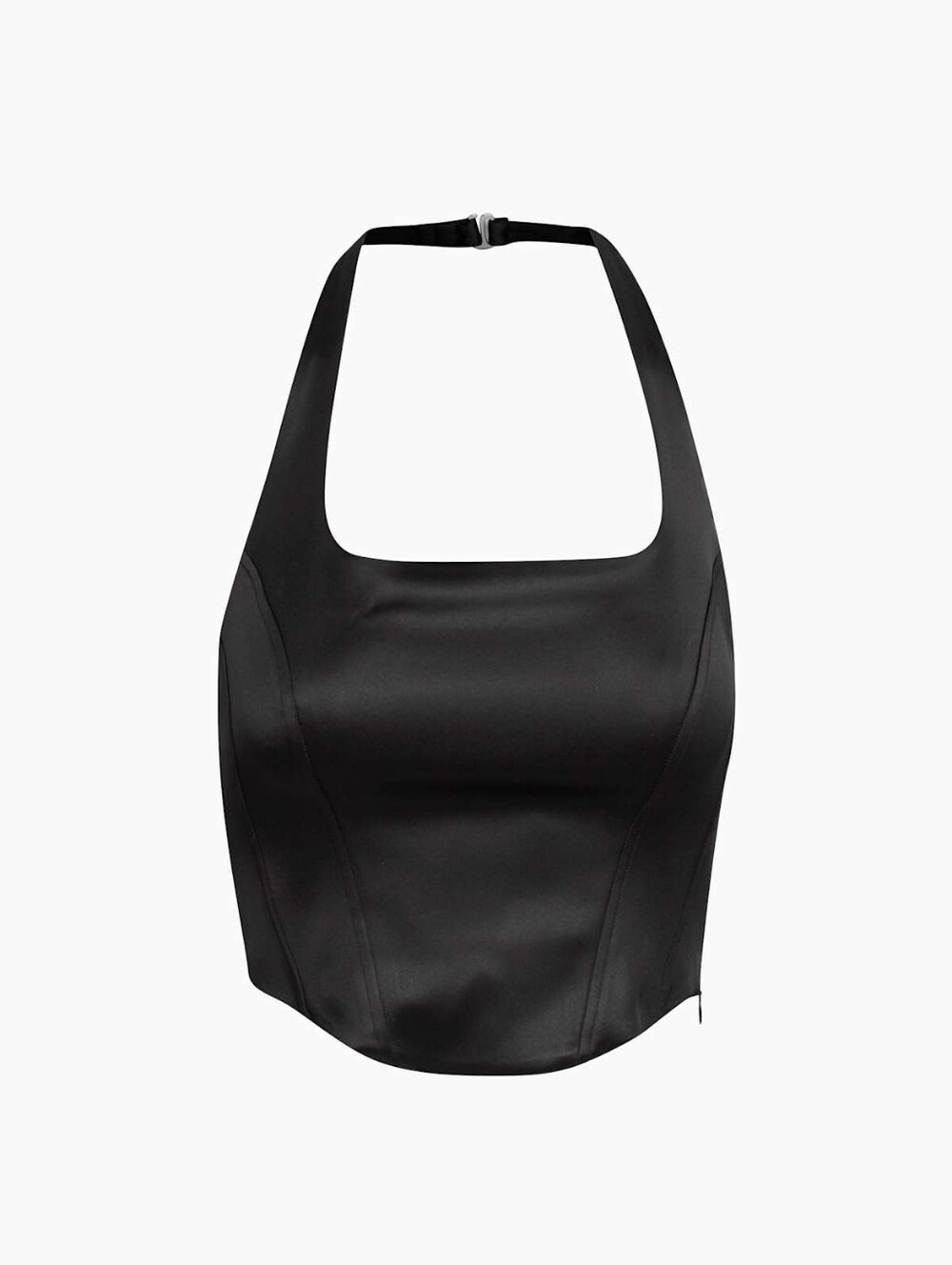 WILFRED New Dusk Satin Bustier Black Halter Top XS Aritzia